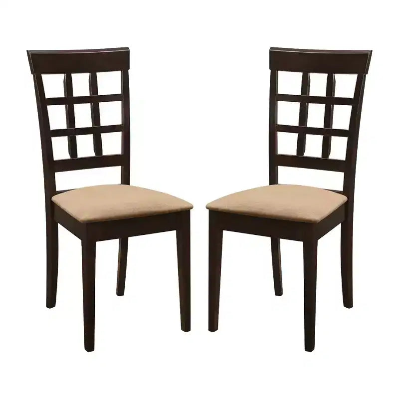 Simple Relax Set of 2 Upholstered Side Chairs in Cappuccino and Tan
