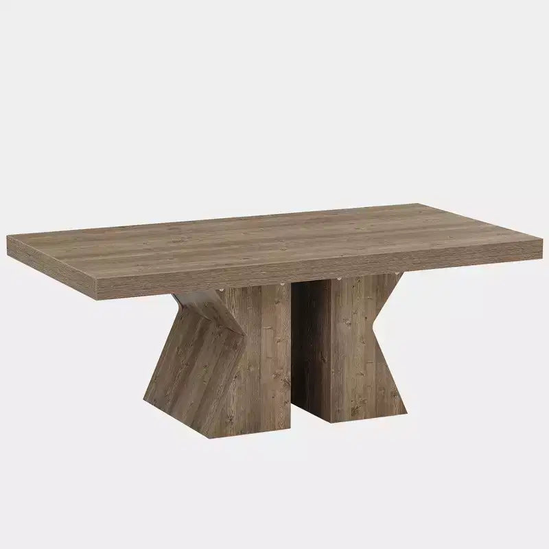 Lantine Wood Coffee Table, 47.24-Inch Rectangular Center Table with Thick Wooden Base, Farmhouse Wood-Look Cocktail Table for Living Room