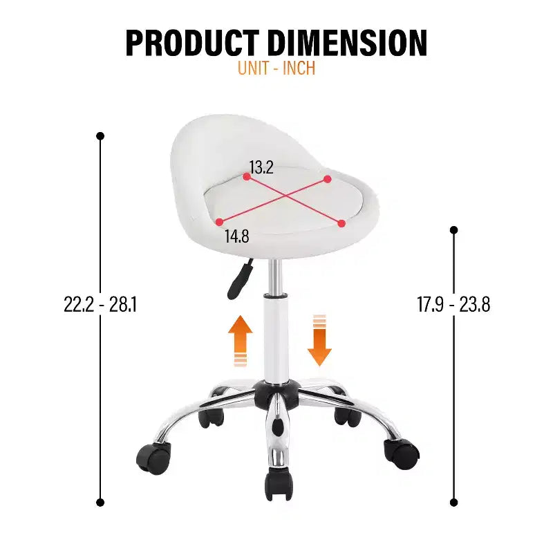 FDW Silla de salón con altura ajustable, taburete giratorio para spa con cómodo asiento de cuero PU y base de metal cromado