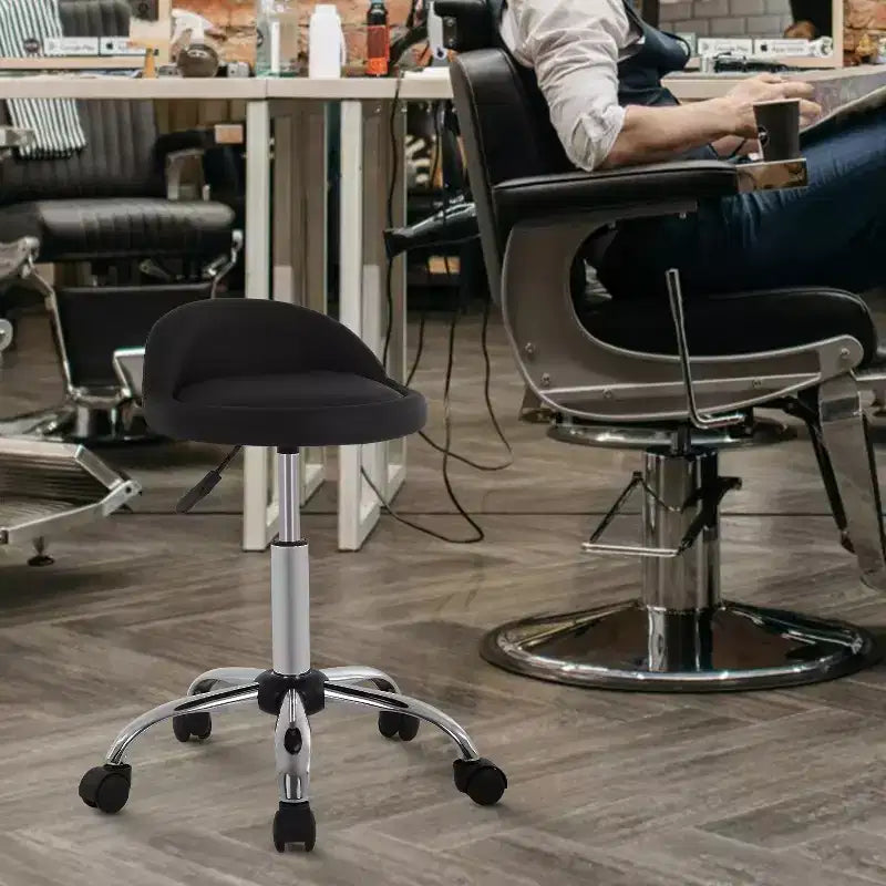 FDW Silla de salón con altura ajustable, taburete giratorio para spa con cómodo asiento de cuero PU y base de metal cromado