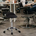 FDW Silla de salón con altura ajustable, taburete giratorio para spa con cómodo asiento de cuero PU y base de metal cromado