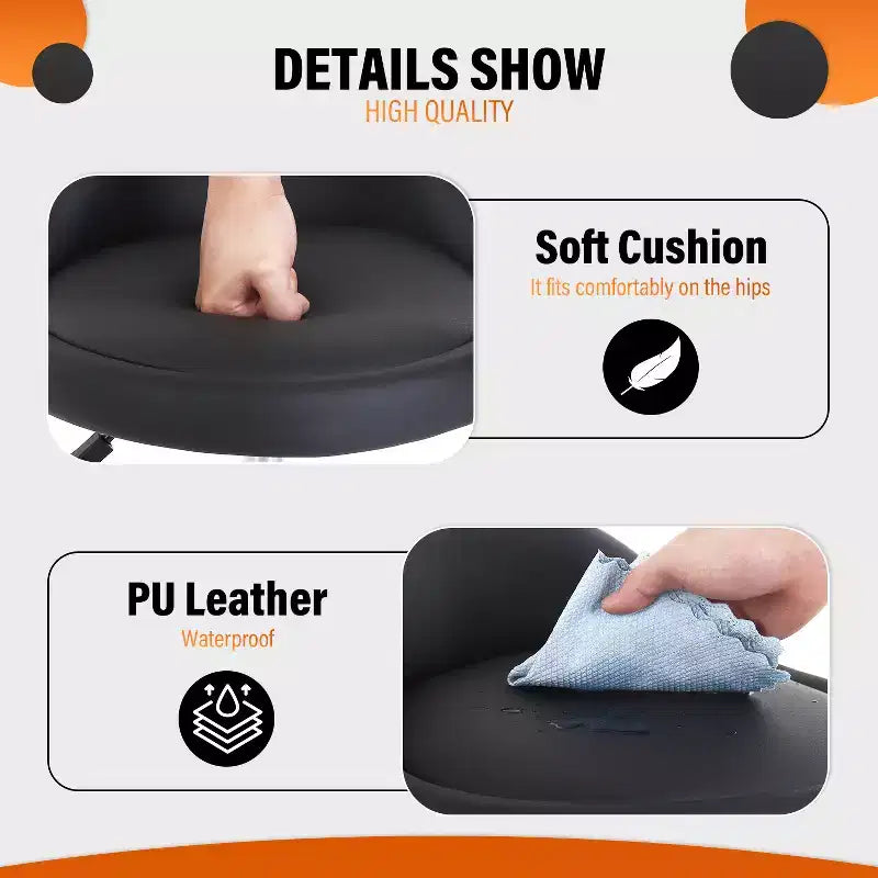 FDW Silla de salón con altura ajustable, taburete giratorio para spa con cómodo asiento de cuero PU y base de metal cromado