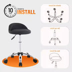 FDW Silla de salón con altura ajustable, taburete giratorio para spa con cómodo asiento de cuero PU y base de metal cromado