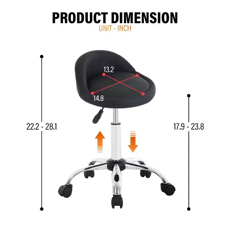 FDW Silla de salón con altura ajustable, taburete giratorio para spa con cómodo asiento de cuero PU y base de metal cromado