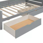 Cama nido de madera doble/matrimonial con 2 cajones, armario todo en uno y estantes - ModernLuxe