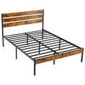 JIONJOY Brown Metal Bed Frame with Headboard and Footboard, 800LBS Sturdy Slats Support, Box Spring Free & Ultra-Quiet