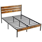 JIONJOY Brown Metal Bed Frame with Headboard and Footboard, 800LBS Sturdy Slats Support, Box Spring Free & Ultra-Quiet