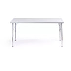 Juego de mesa y sillas de actividades Bintiva Mesa de 24x48 con borde rociado gris y patas ajustables y 4 sillas de aula ZUUL azules de 12