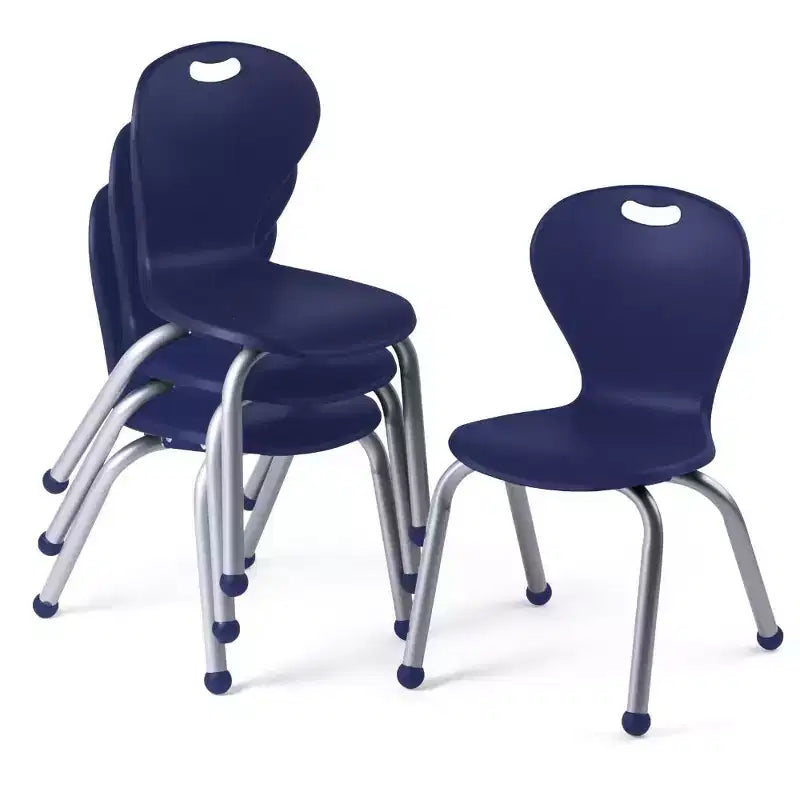 Juego de mesa y sillas de actividades Bintiva Mesa de 24x48 con borde rociado gris y patas ajustables y 4 sillas de aula ZUUL azules de 12