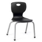 Mesa y silla de actividades Bintiva. Mesa de 24x48 pulgadas con borde pulverizado gris y patas ajustables y 4 sillas de aula NAAR negras de 14 pulgadas.