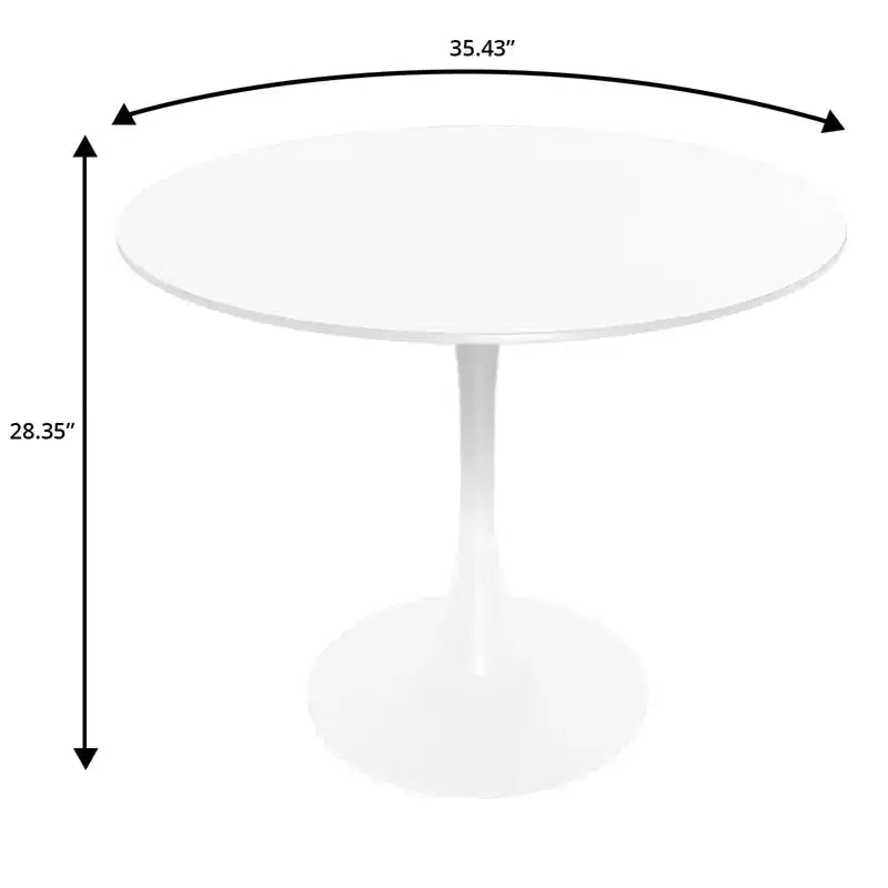 Juego de comedor LeisureMod Bristol de 5 piezas en color blanco - Mesa redonda y 4 sillas de comedor ergonómicas de plástico