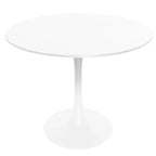 Juego de comedor LeisureMod Bristol de 5 piezas en color blanco - Mesa redonda y 4 sillas de comedor ergonómicas de plástico