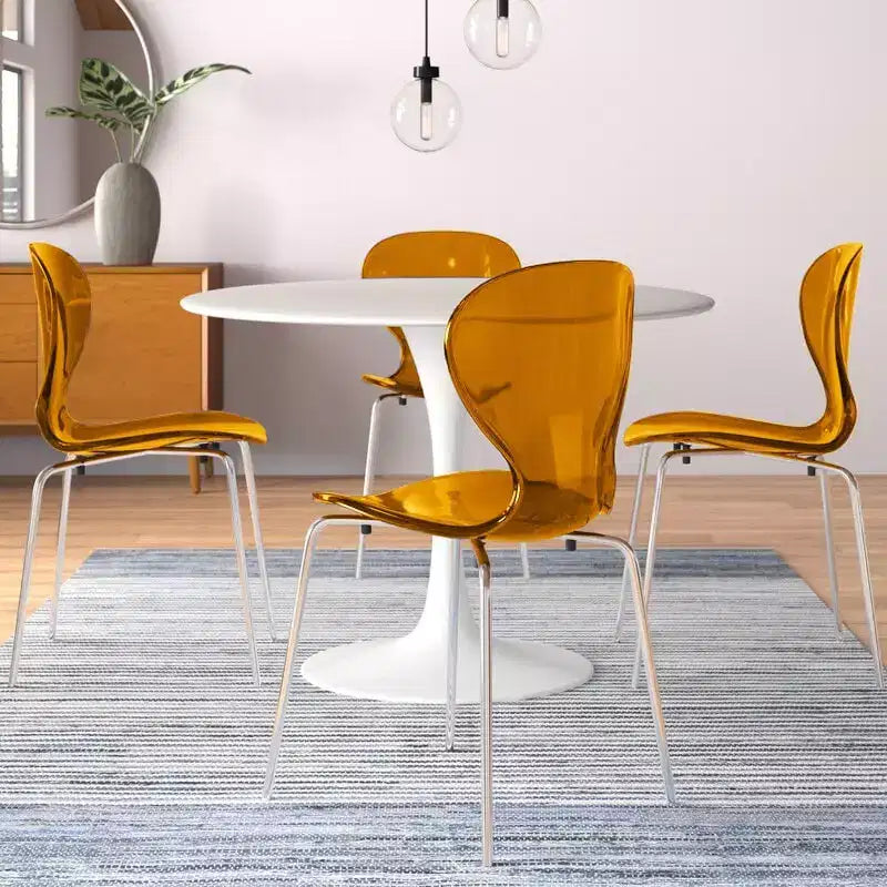 Juego de comedor LeisureMod Bristol de 5 piezas en color blanco - Mesa redonda y 4 sillas de comedor ergonómicas de plástico