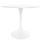 Juego de comedor LeisureMod Bristol de 5 piezas en color blanco - Mesa redonda y 4 sillas de comedor ergonómicas de plástico