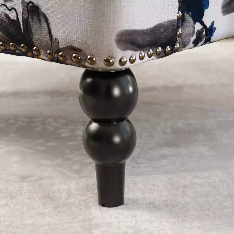 GDFStudio Eve - Sillón de club tapizado de tela contemporáneo con ribete de cabeza de clavo, estampado floral