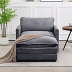 41.34 Sillón tapizado de pana de gran tamaño, sofá individual con otomana y asiento grande, sillón moderno de lectura para dormitorio o sala de estar