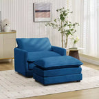 41.34 Sillón tapizado de pana de gran tamaño, sofá individual con otomana y asiento grande, sillón moderno de lectura para dormitorio o sala de estar