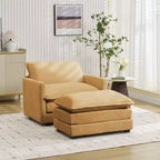 41.34 Sillón tapizado de pana de gran tamaño, sofá individual con otomana y asiento grande, sillón moderno de lectura para dormitorio o sala de estar