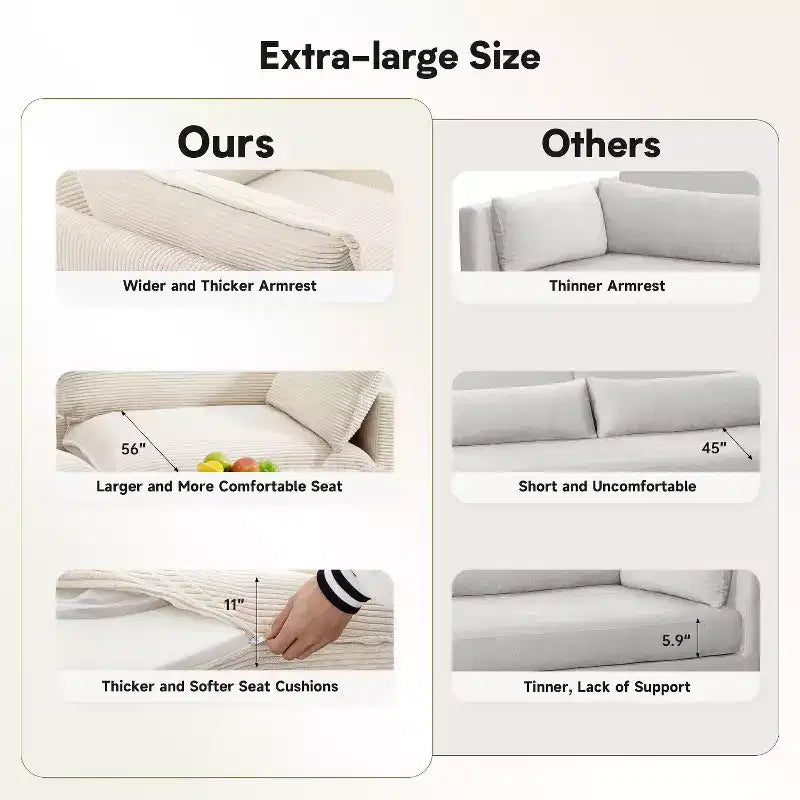 41.34 Sillón tapizado de pana de gran tamaño, sofá individual con otomana y asiento grande, sillón moderno de lectura para dormitorio o sala de estar