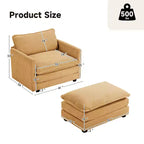 41.34 Sillón tapizado de pana de gran tamaño, sofá individual con otomana y asiento grande, sillón moderno de lectura para dormitorio o sala de estar