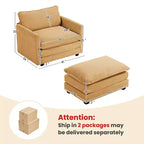 41.34 Sillón tapizado de pana de gran tamaño, sofá individual con otomana y asiento grande, sillón moderno de lectura para dormitorio o sala de estar