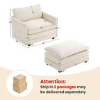 41.34 Sillón tapizado de pana de gran tamaño, sofá individual con otomana y asiento grande, sillón moderno de lectura para dormitorio o sala de estar