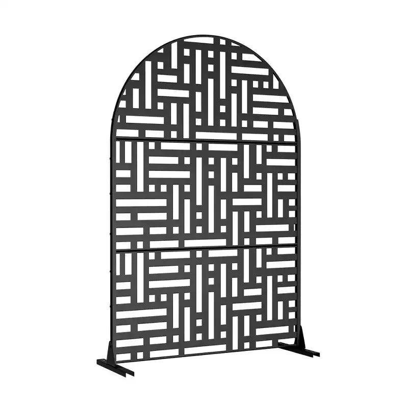 Mampara de acero galvanizado arqueada Helen Street 01 negra 183x120x40cm