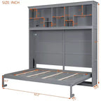 Cama de pared Whisen Modern Design Queen Size Murphy Bed, plegable en un gabinete con estantes superiores y puertos USB