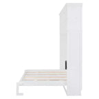 Cama de pared Whisen Modern Design Queen Size Murphy Bed, plegable en un gabinete con estantes superiores y puertos USB