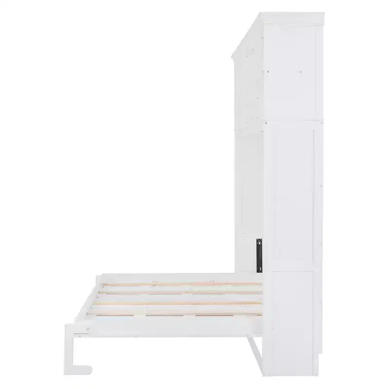 Cama de pared Whisen Modern Design Queen Size Murphy Bed, plegable en un gabinete con estantes superiores y puertos USB