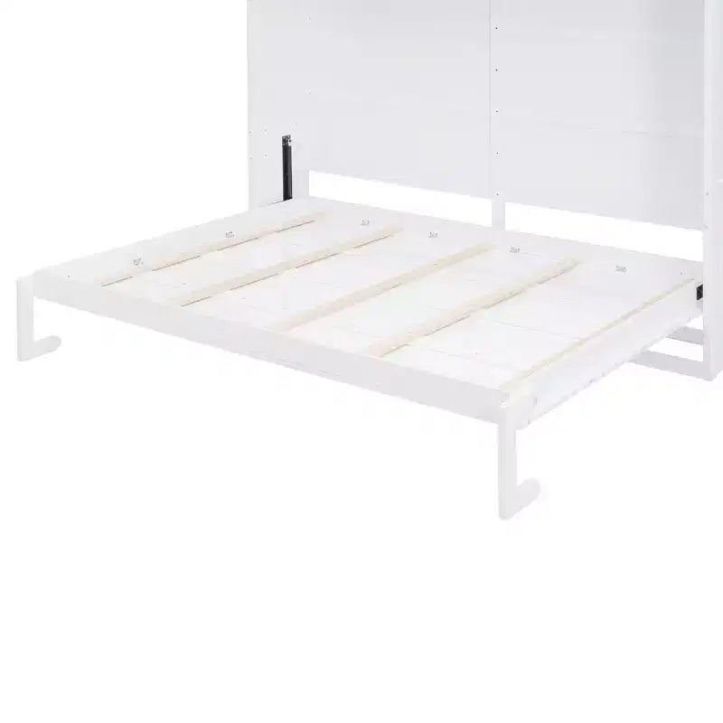 Cama de pared Whisen Modern Design Queen Size Murphy Bed, plegable en un gabinete con estantes superiores y puertos USB