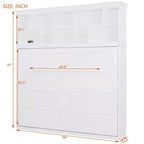 Cama de pared Whisen Modern Design Queen Size Murphy Bed, plegable en un gabinete con estantes superiores y puertos USB