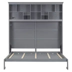 Cama de pared Whisen Modern Design Queen Size Murphy Bed, plegable en un gabinete con estantes superiores y puertos USB