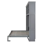 Cama de pared Whisen Modern Design Queen Size Murphy Bed, plegable en un gabinete con estantes superiores y puertos USB