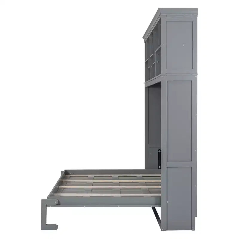 Cama de pared Whisen Modern Design Queen Size Murphy Bed, plegable en un gabinete con estantes superiores y puertos USB