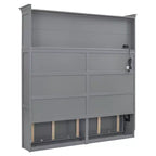 Cama de pared Whisen Modern Design Queen Size Murphy Bed, plegable en un gabinete con estantes superiores y puertos USB