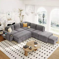 L-Shaped Modular Sofa with Storage, USB Charging, & Cup Holders for Living Rooms & Offices