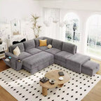 L-Shaped Modular Sofa with Storage, USB Charging, & Cup Holders for Living Rooms & Offices