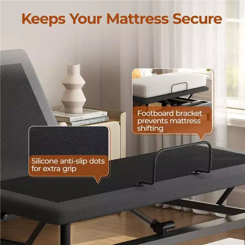 Base de Cama Ajustable Tapizada Yaheetech con Inclinación Independiente para Cabeza y Pies
