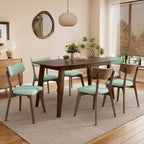 Juego de comedor tapizado Christopher Knight Home Walton de 7 piezas de madera de caucho de estilo moderno de mediados de siglo