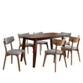 Juego de comedor tapizado Christopher Knight Home Walton de 7 piezas de madera de caucho de estilo moderno de mediados de siglo