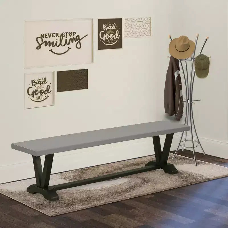 Banco de comedor moderno HomeStock con asiento de madera, 72x15x18 pulgadas, negro cepillado