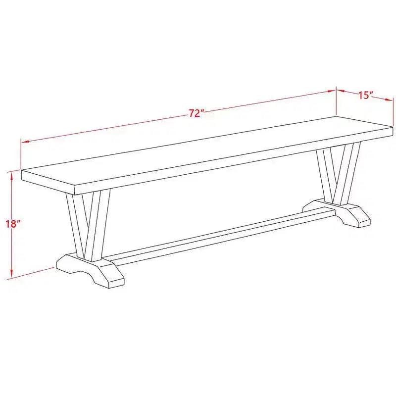 Banco de comedor moderno HomeStock con asiento de madera, 72x15x18 pulgadas, negro cepillado
