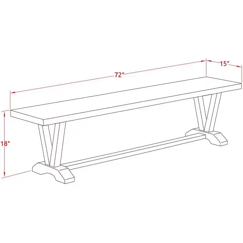 Banco de comedor moderno HomeStock con asiento de madera, 72x15x18 pulgadas, negro cepillado