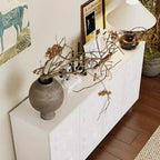 Famapy 4 - Cómoda con superficie decorada con rombos de 4 puertas para el almacenamiento en la sala de estar