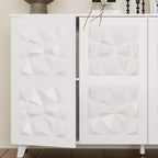 Famapy 4 - Cómoda con superficie decorada con rombos de 4 puertas para el almacenamiento en la sala de estar
