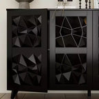 Famapy 4 - Cómoda con superficie decorada con rombos de 4 puertas para el almacenamiento en la sala de estar