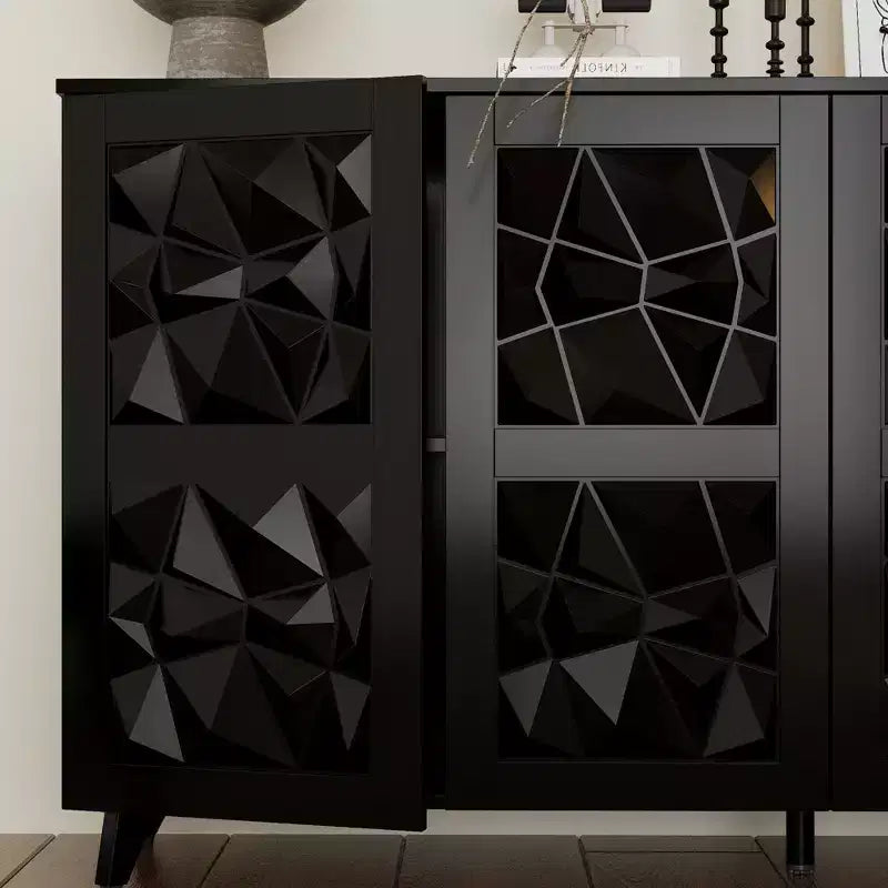 Famapy 4 - Cómoda con superficie decorada con rombos de 4 puertas para el almacenamiento en la sala de estar
