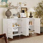 Famapy 4 - Cómoda con superficie decorada con rombos de 4 puertas para el almacenamiento en la sala de estar