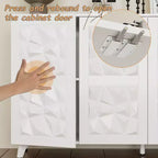 Famapy 4 - Cómoda con superficie decorada con rombos de 4 puertas para el almacenamiento en la sala de estar